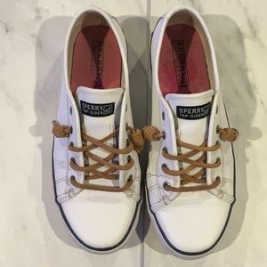Girls Kids Seacoast White Leather Shoes